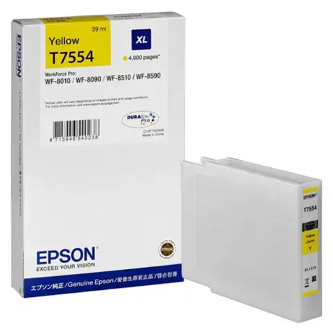 Tusz Epson T7554 XL  do WorkForce Pro WF-8010/8090 | 4000 str. | 39 ml | yellow